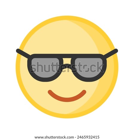 Glasses on emoji face showing concept icon of cool emoji, proud emoji