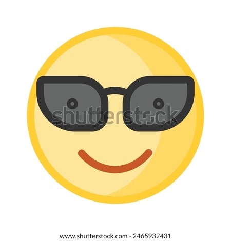 Glasses on emoji face showing concept icon of cool emoji, proud emoji