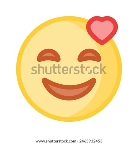 Happy face with heart symbols on eyes, concept icon of in love emoji