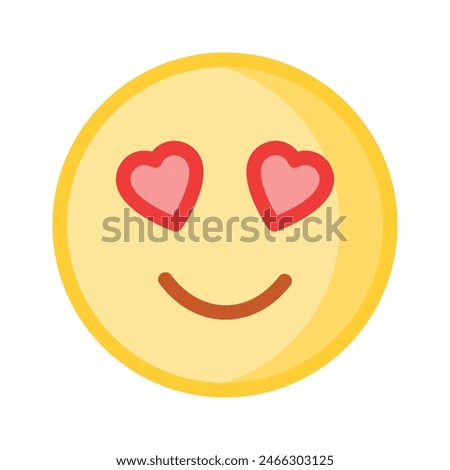 Happy face with heart symbols on eyes, concept icon of in love emoji