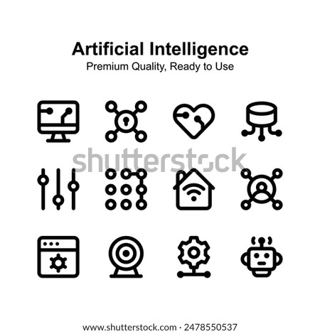 Well designed artificial intelligence icons set