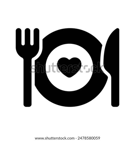 Fork and knife with plate denoting meal vector design