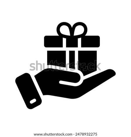 Gift box on hand showing concept icon of giving gift, ready to use vector