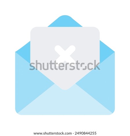 Cross sign on mail denoting icon of mail error, spam mail vector design