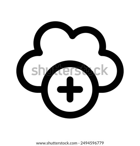 Plus sign with cloud showing icon of cloud add