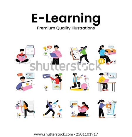 Try This Premium Quality Collection of Flat Illustrations of Ebooks, and Digital Learning