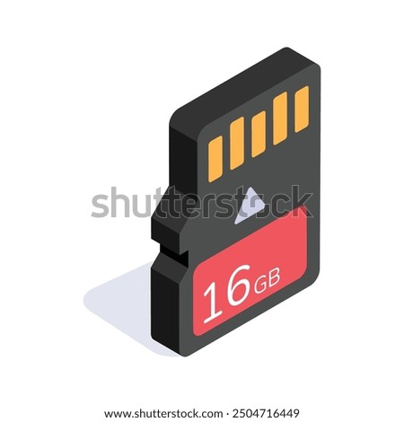 Data memory chip, memory card isometric icon easy to use and download