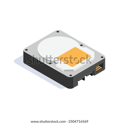 Isometric icon of a hard disk drive for data storage and computing