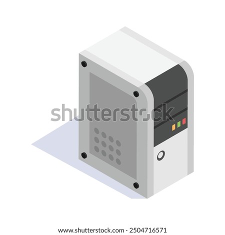 A creative isometric icon of desktop computer in modern design style