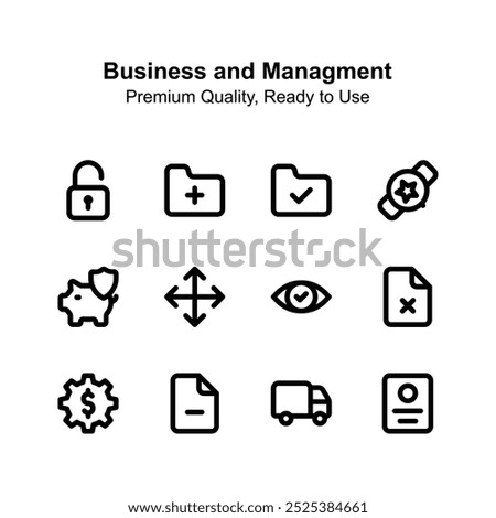 Pixel perfect business and management icons in trendy design style