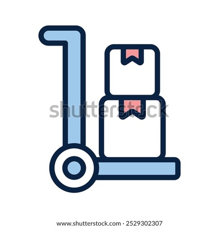 Luggage cart, parcel trolley vector design isolated on white background, dolly icon