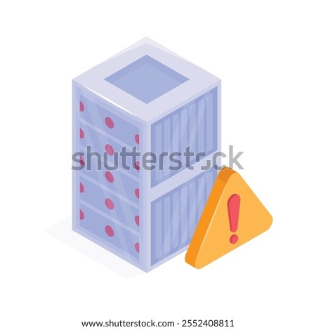 An isometric icon of server error in modern style