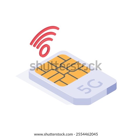 Take a look at this creative isometric icon of sim card in editable style