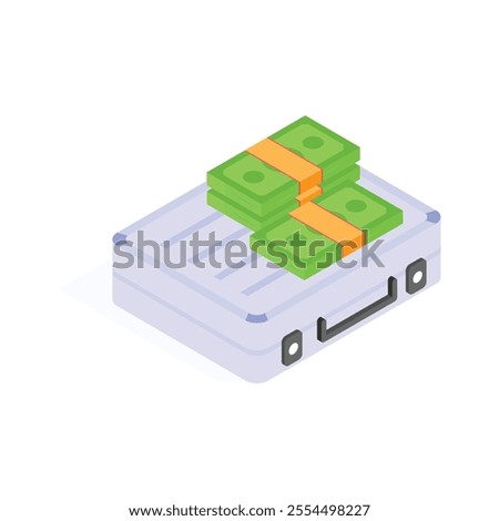 A briefcase filled with stacks of cash, representing financial transactions