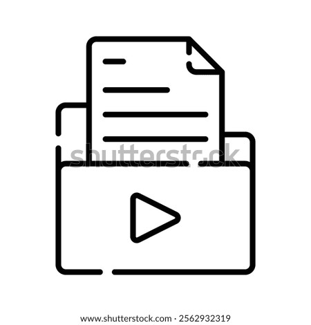 A folder with documents and a play button, indicating media files