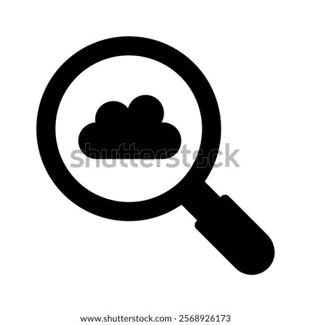 Cloud under magnifier, cloud search icon design, cloud finding vector