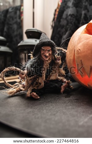 pumpkin Halloween witch hat holiday smile joke teeth cut eyes mouth nose hole