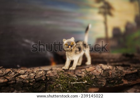 cat toys to play with fairy tale village canvas log fire wood is not real