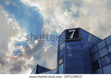 skyscraper seventh heaven seven cloud sky blue mirror window sunlight sunshine chance luck fortune
