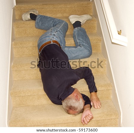 Old man unconscious after falling downstairs