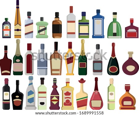 Bottles of strong alcoholic drinks