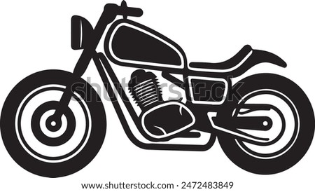 Vector illustration of retro motorcycle isolated on white background. Monochrome style.