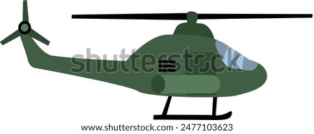 Flat isolated military helicopter. Cartoon helicopter illustration vector.