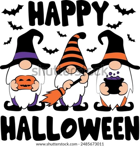 Happy Halloween gnomes. Halloween gnome vector illustration.