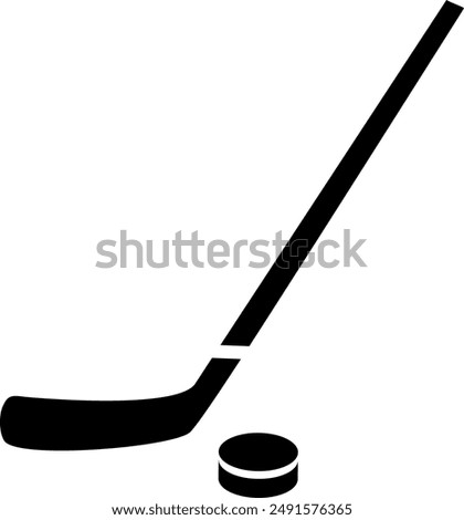 Hockey stick and puck on transparent background. Vector illustration