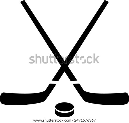 Crossed hockey sticks and puck on transparent background. Vector illustration