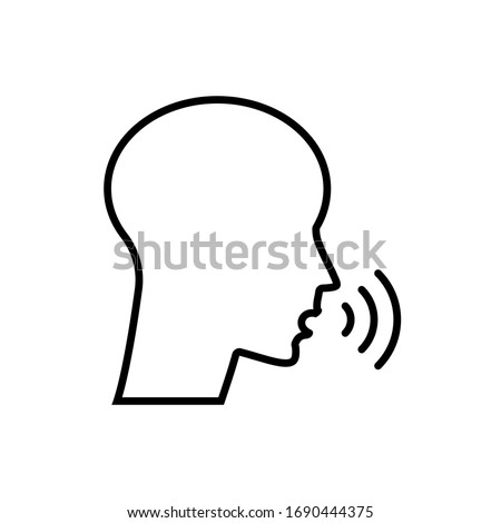 Person, head talking icon. Voice, speak, talk control vector illustration.