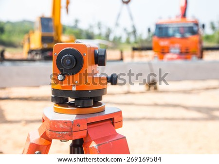 Surveying Measuring Equipment Level Theodolite On Tripod At - 