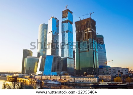 Skyscrapers construction in the International Business Centre, Moscow