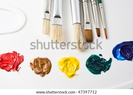 Artists paint brushes and paints