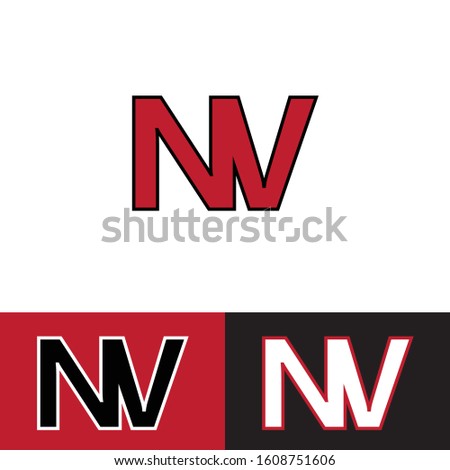 Initial letter nv n v uppercase modern logo design template elements. Red letter with stroke Isolated on white, red, black background. Suitable for business, consulting