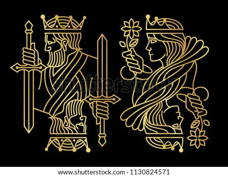 Luxury Golden King and queen Playing Card in Dark Background