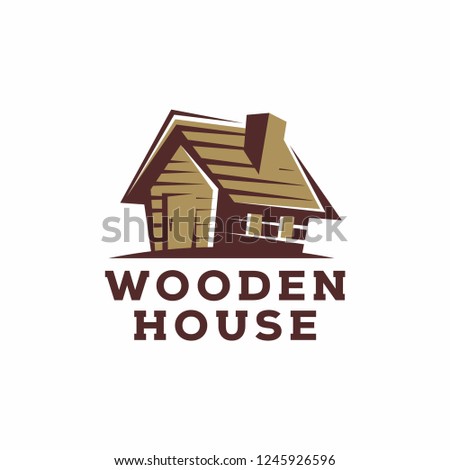 Logo wooden house on white background