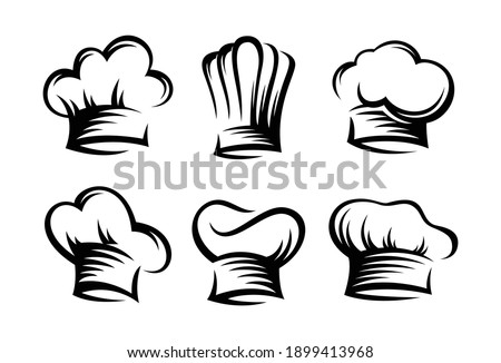 set vintage of chef and cook hats - Vector Foto stock © 