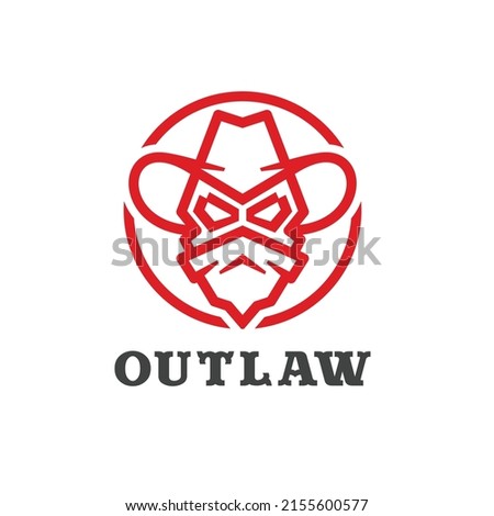 outlaw or bandit wearing bandana in modern, outline, style Foto d'archivio © 