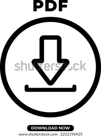 Simple download pdf icon vector with a circle black stroke