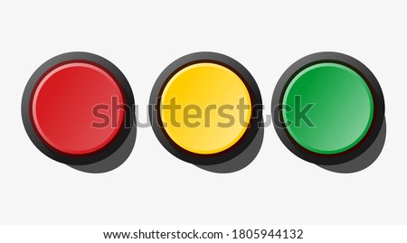 vector start and stop button, red button, yellow button, green button