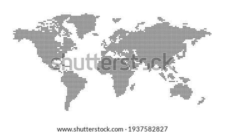 Vector map of the world with square dots