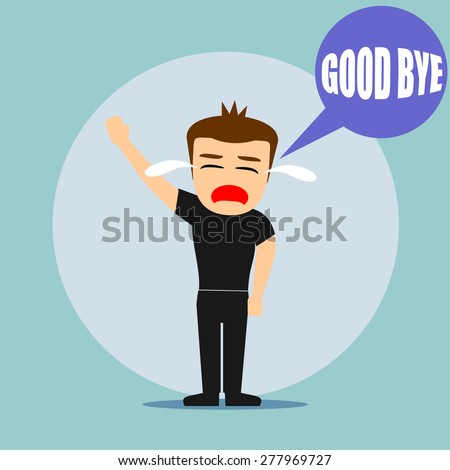 Boys Cartoon Character - Say Good Bye Stock Vector Illustration ...