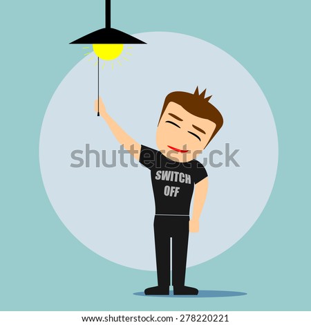 Boys cartoon character - switch off the light