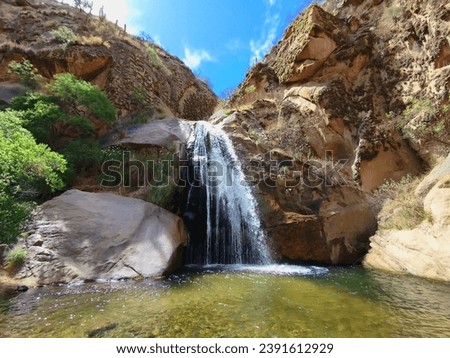 Similar – Image, Stock Photo Clear pond near rocks at sunset