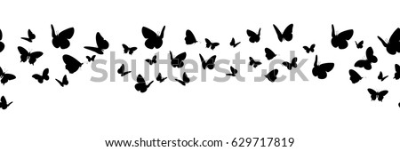 Banner with silhouettes of butterflies