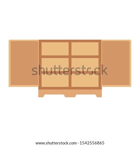 Wood shoe rack. Modern storage. Flat design icon vector illustration.