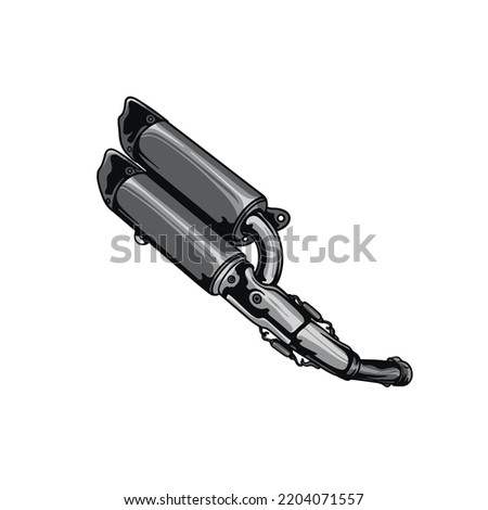 Motorcycle Muffler Part on white background