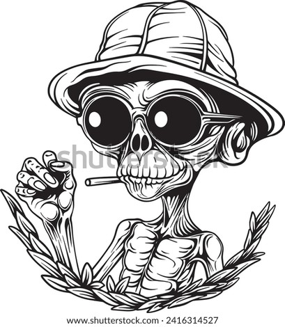 Alien Skull Illustration with white background
