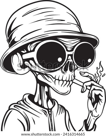 Alien Skull Illustration with white background